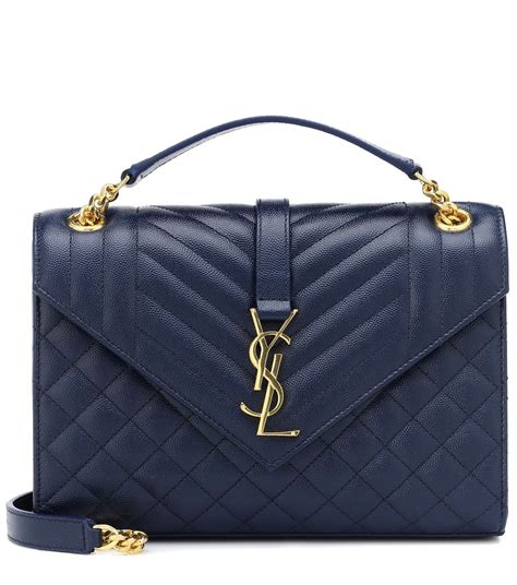 Saint Laurent: Navy Small Envelope Bag 